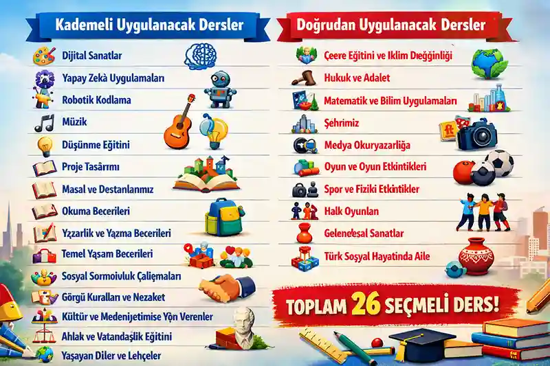 2026-2027 Eğitim Yılında Uygulanacak Yeni Seçmeli Dersler