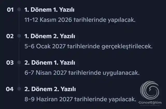 2026-2027 Ülke Geneli Ortak Yazılı Sınav Takvimi Açıklandı
