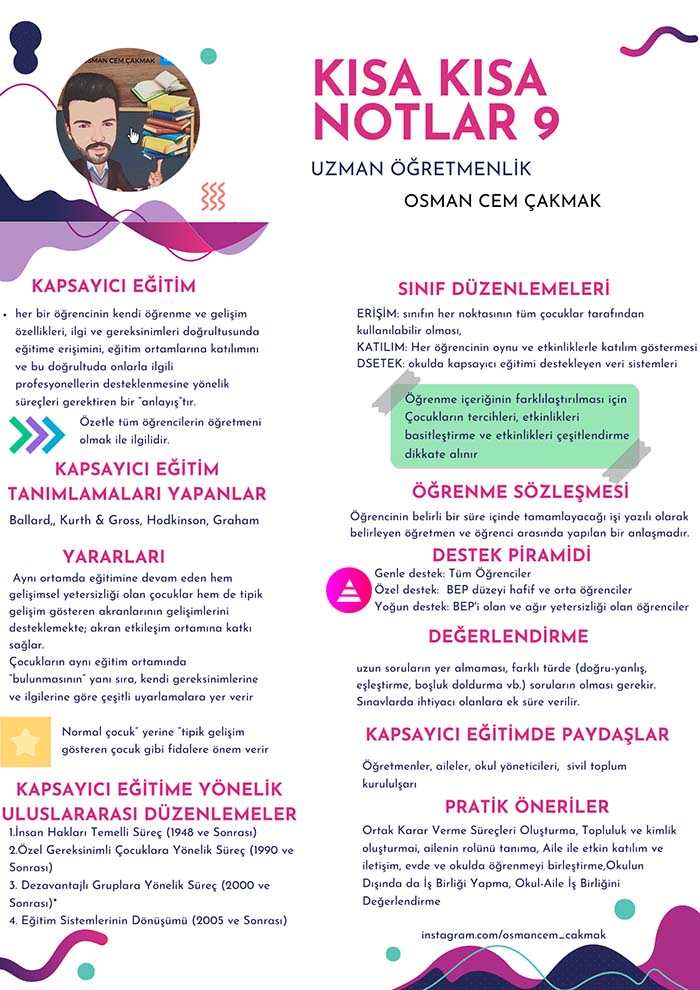 Uzman Öğretmenlik ve Başöğretmenlik İçin Kısa Çalışma Notları