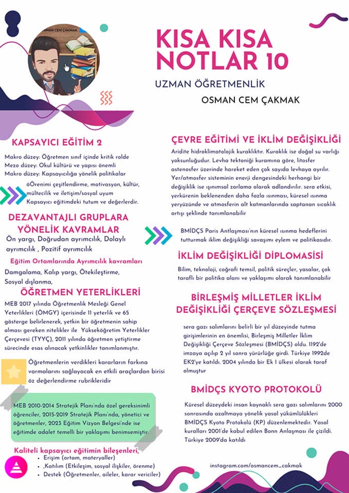Uzman Öğretmenlik ve Başöğretmenlik İçin Kısa Çalışma Notları