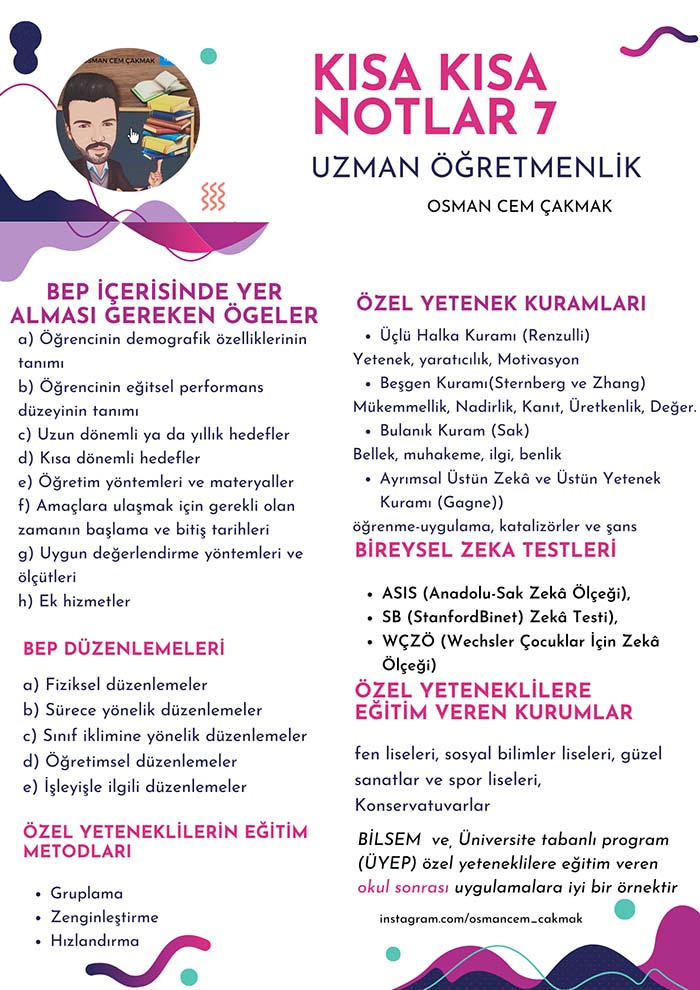 Uzman Öğretmenlik ve Başöğretmenlik İçin Kısa Çalışma Notları