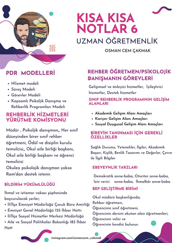 Uzman Öğretmenlik ve Başöğretmenlik İçin Kısa Çalışma Notları