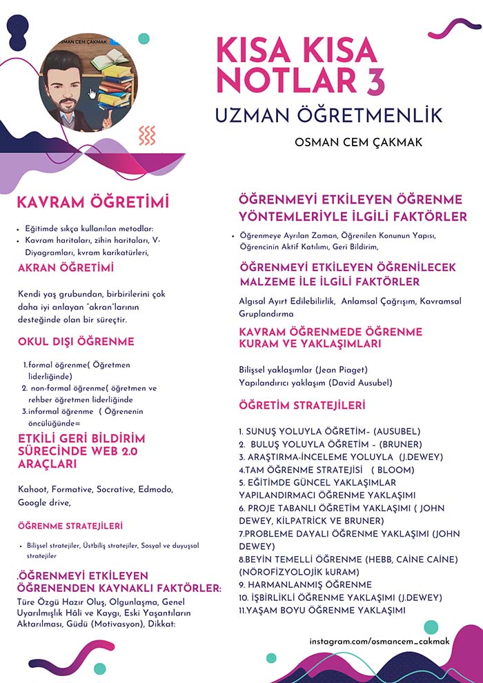 Uzman Öğretmenlik ve Başöğretmenlik İçin Kısa Çalışma Notları