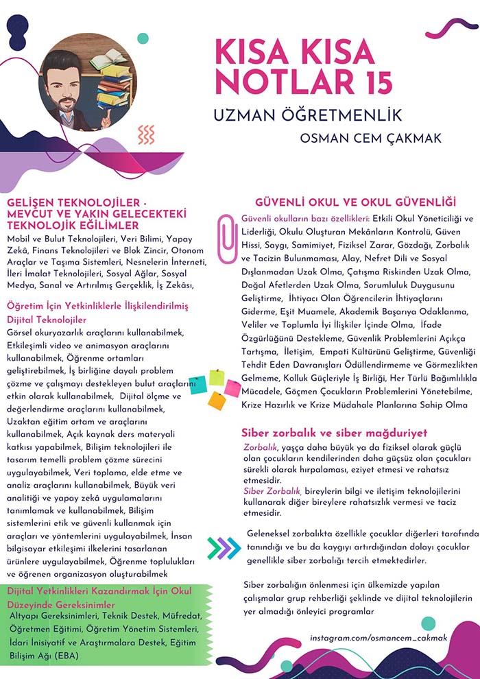 Uzman Öğretmenlik ve Başöğretmenlik İçin Kısa Çalışma Notları